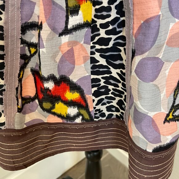 Free People Women's Multicolor Leopard Leaf Patchwork Skirt - Size Medium (308) - Picture 5 of 11